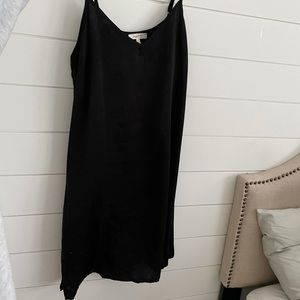 black slip dress